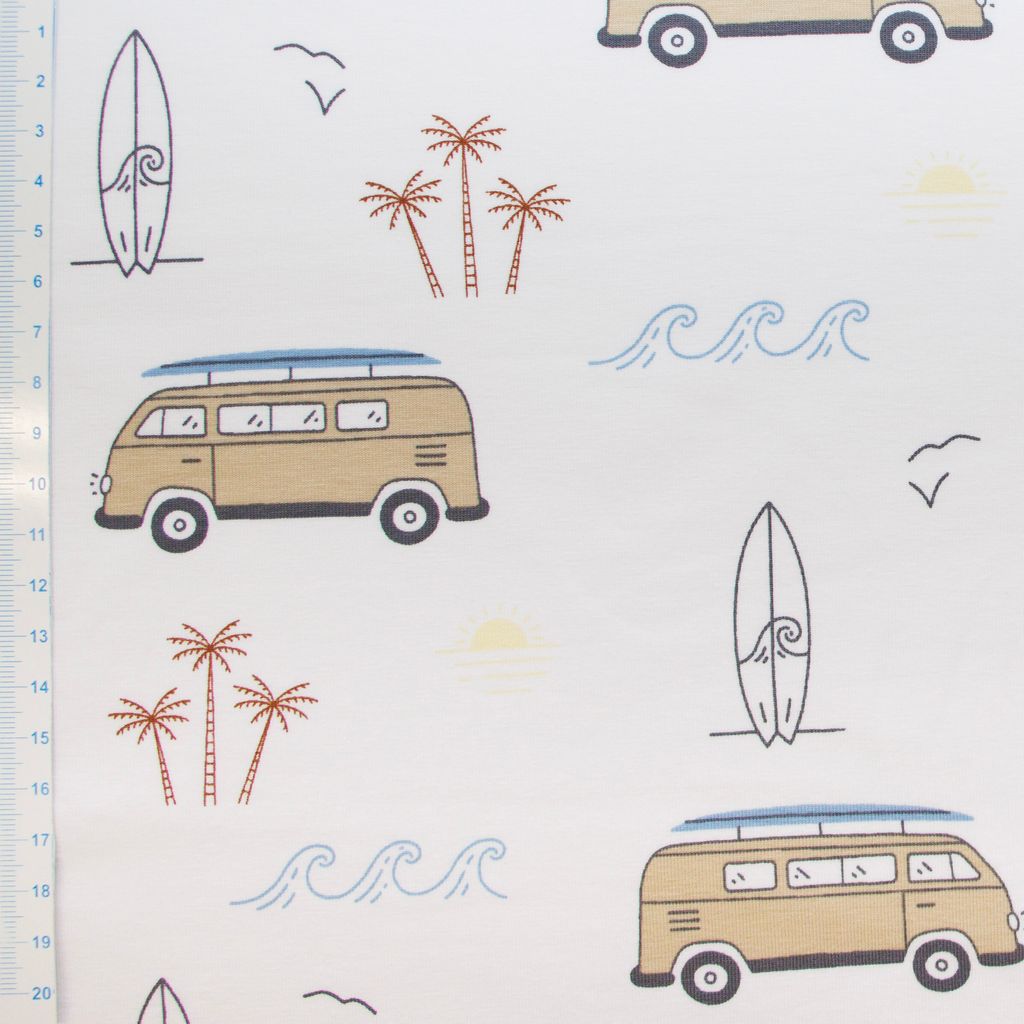 🚙 Baumwolle Jersey Stoff Digitaldruck - Fahrzeuge