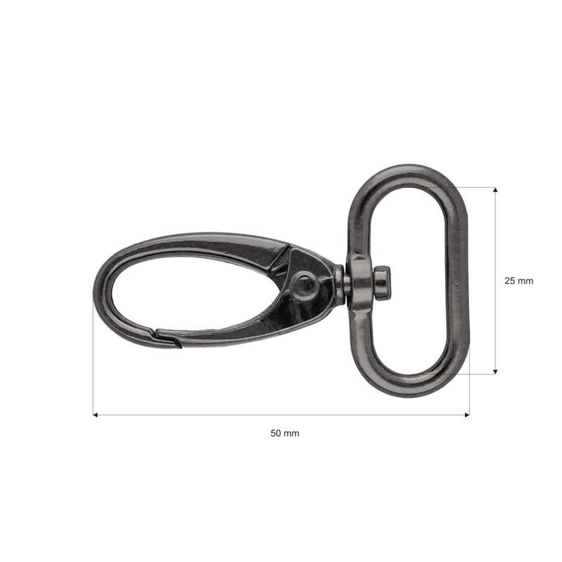 Karabinerhaken Metall ca. 25 mm - anthrazit