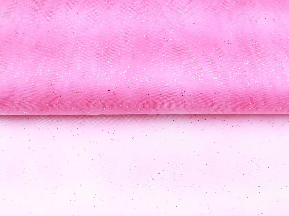 Regenbogen-Tüll mit Glitzer - uni pink