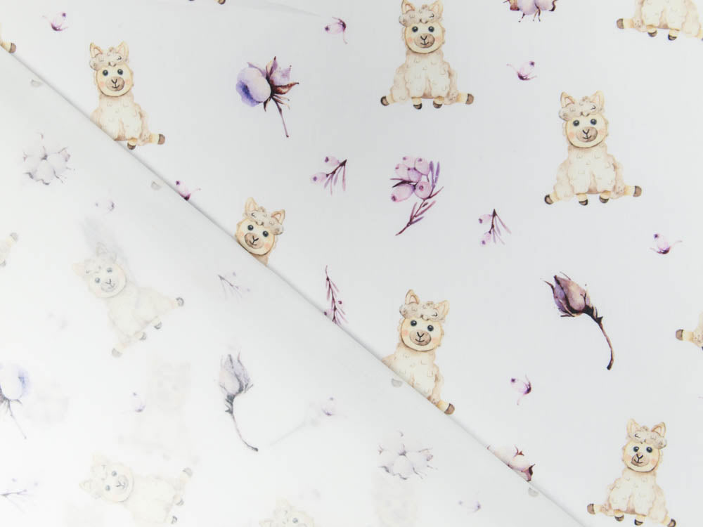 Webware Baumwolle Popeline Digitaldruck Mix Bloom Snoozy - knuddelige Lämmchen - weiß