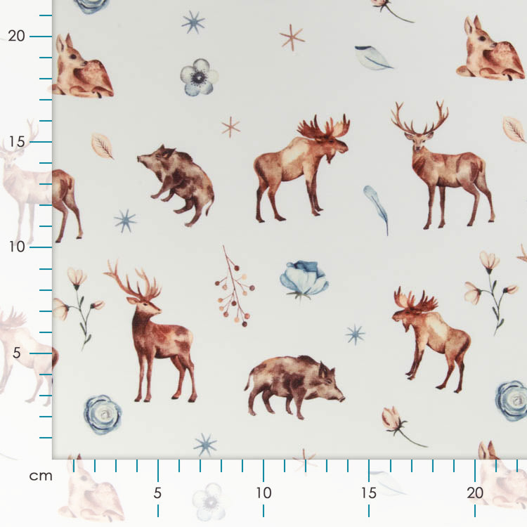 Jersey Digitaldruck - Waldtiere - Wollweiß