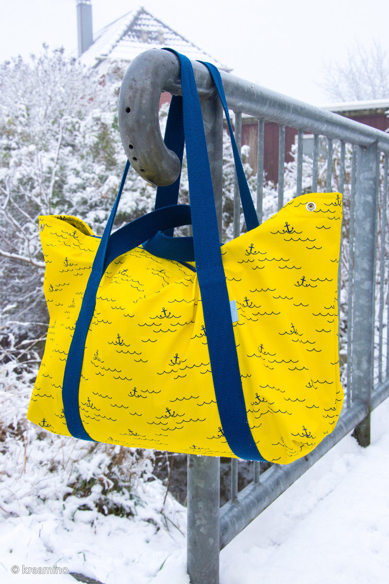 Jackenstoff NANO Softshell Fiete - Anker und Wellen - marineblau