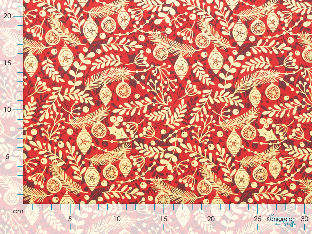 Webware Baumwolle Popeline mit Foliendruck - weihnachtliche Tannenzweige