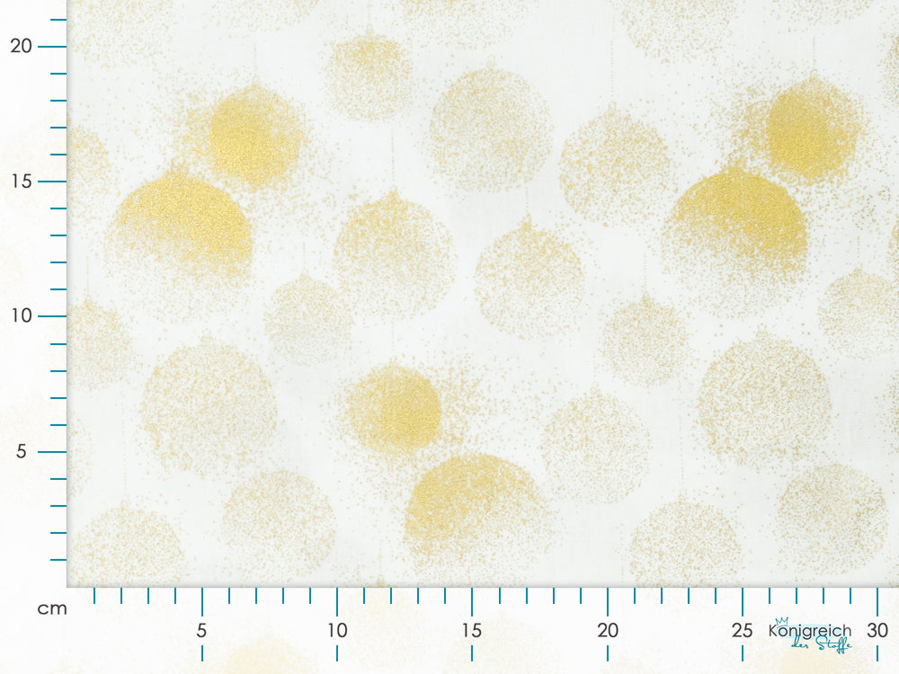 Webware Baumwolle Popeline mit Foliendruck - vergoldete Weihnachtskugeln