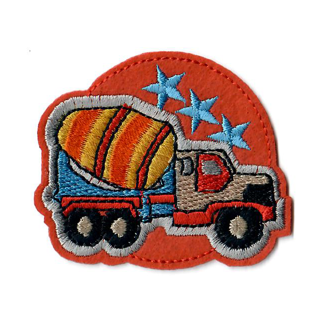 Stick - Applikation zum AufbĂŒgeln ca. 6,5 cm x 5,5 cm - Betonmischer - orange