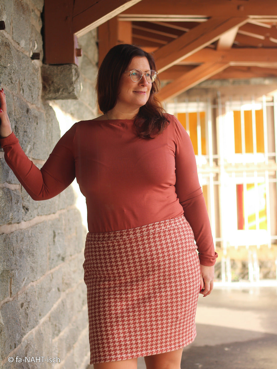 Jersey Jacquard Swafing Xaver - Waldmuster & Rehe - rotbraun
