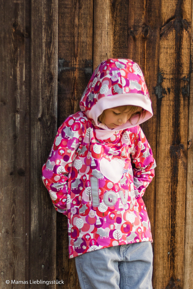 Leicht angerauter Sweat Swafing Woody by Steinbeck - Schweinchen im Wald - fuchsia