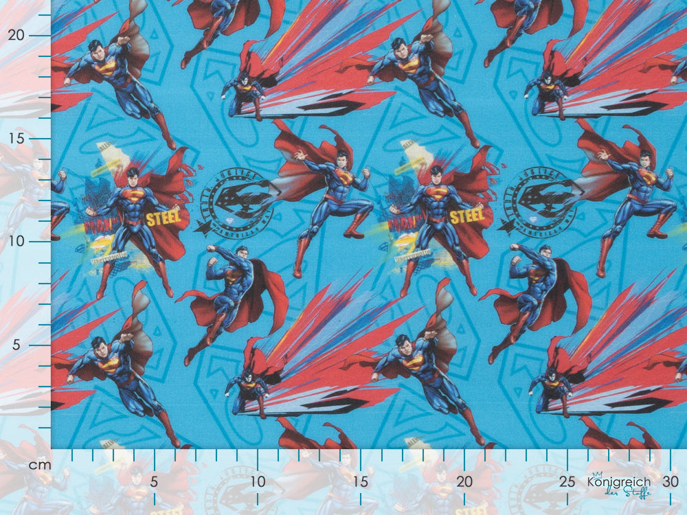 Webware Baumwolle Popeline Digitaldruck Superman - Superman in Aktion - blau