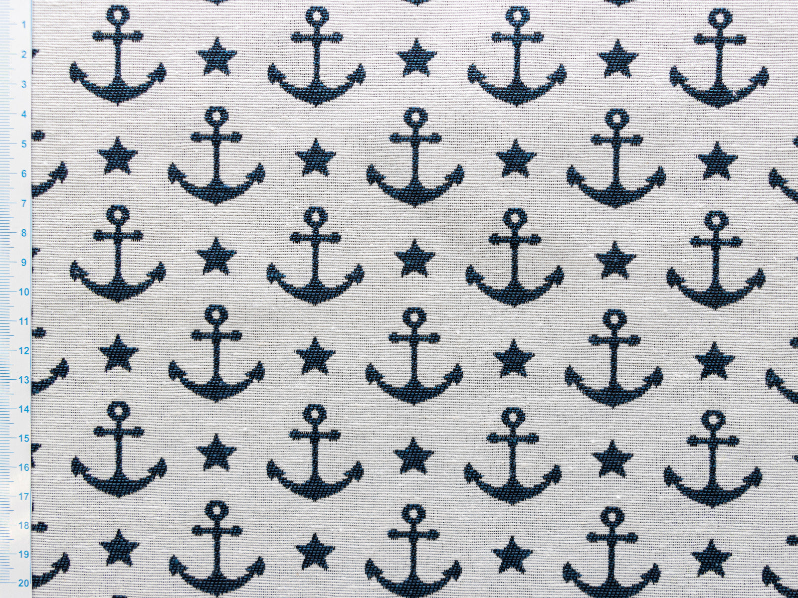 Jacquard gewebt - Polster-, Deko- u. Taschenstoff - Anker und Sterne - grau