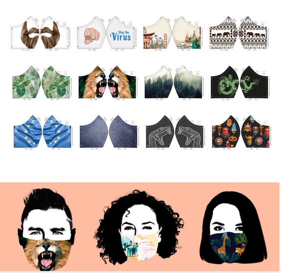 Webware Baumwolle Digitaldruck PANEL ca. 75 x 145 cm für Behelfsmasken - 16 verschiedene Motive - weiß