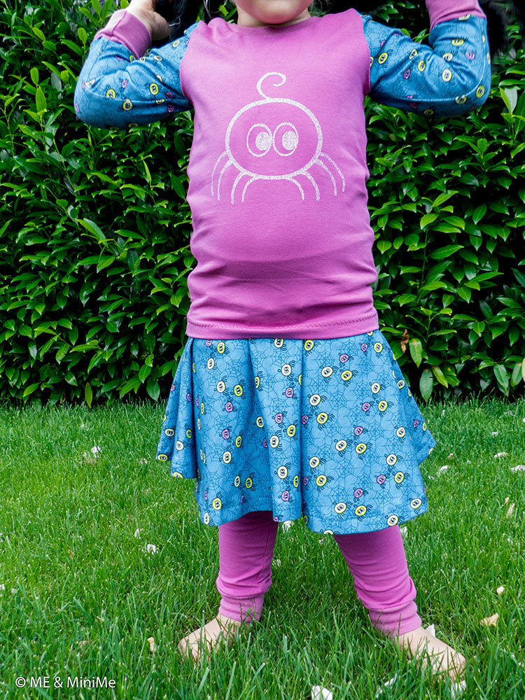 Jersey Swafing Happy Monsters by Birgit Boley - Spinnen - petrol