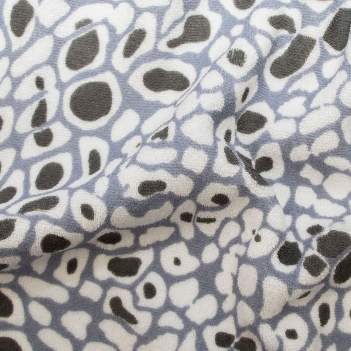 Stretch Frottee - Flecken - blau - weiß