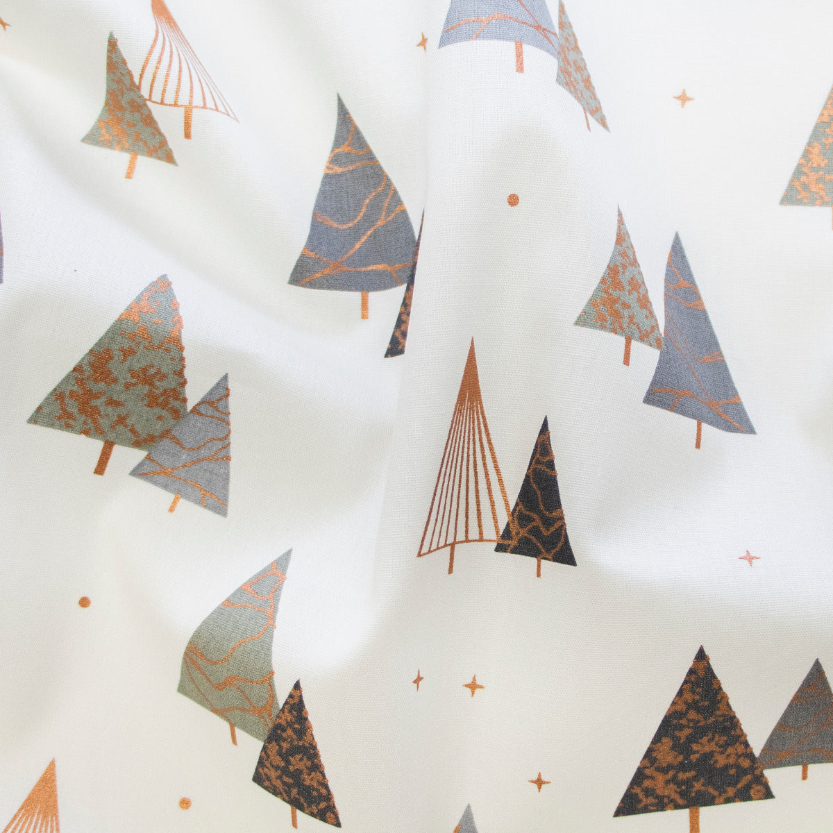 Webware Baumwolle Popeline mit Foliendruck - Weihnachtsbäume