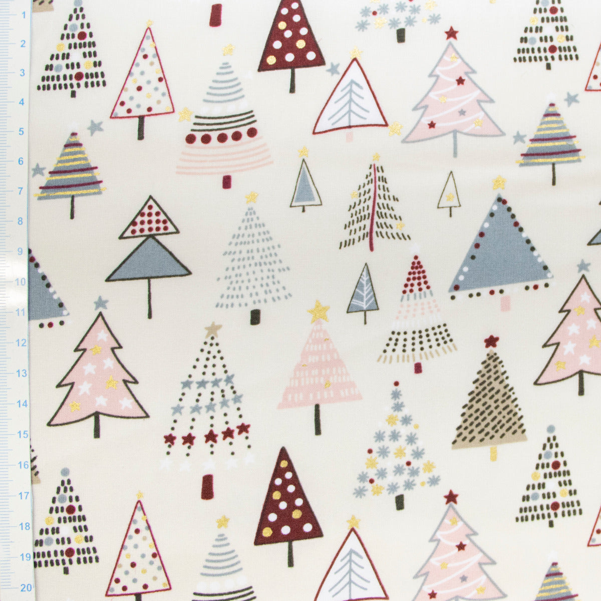Webware Baumwolle Popeline mit Foliendruck - Weihnachtsbäume