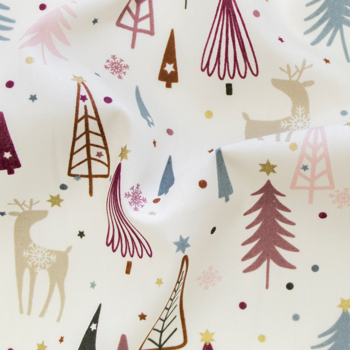Webware Baumwolle Popeline mit Foliendruck - Tannenbäume