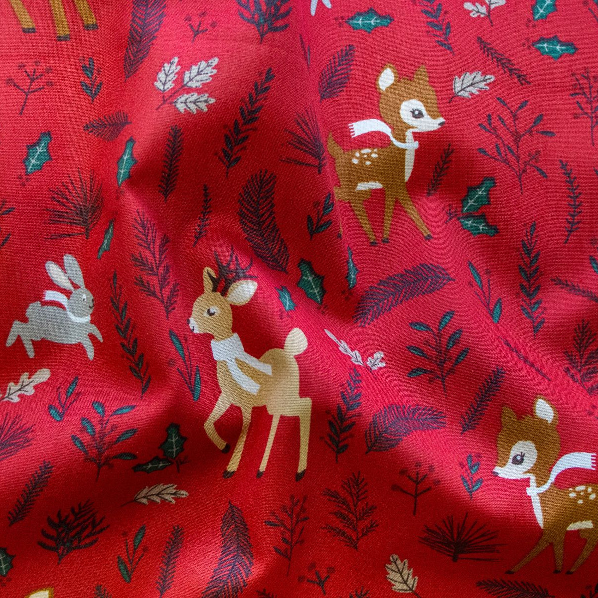 Webware Popeline Baumwolle mit Foliendruck - Weihnachtstiere