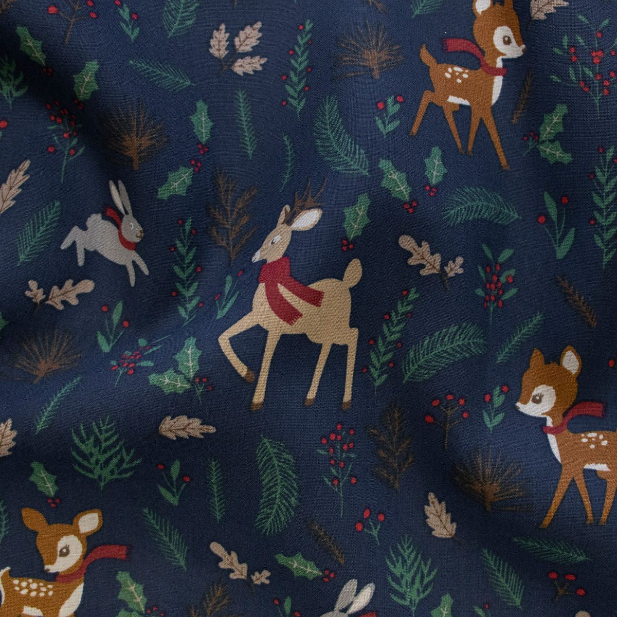 Webware Popeline Baumwolle mit Foliendruck - Weihnachtstiere