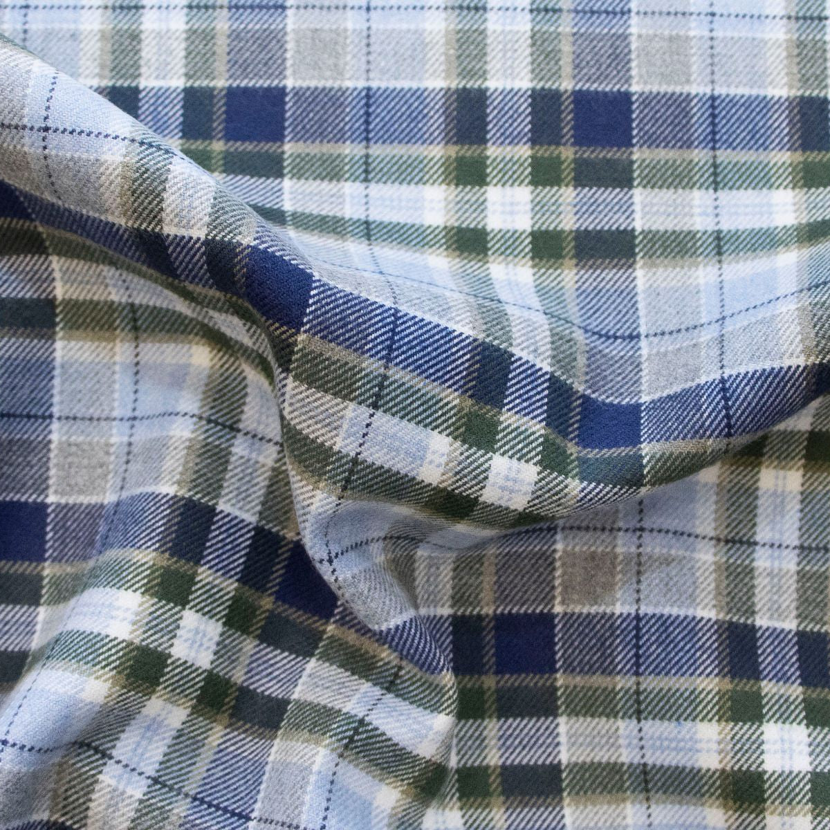Leichter portugiesischer Flanell - Karomuster - blau