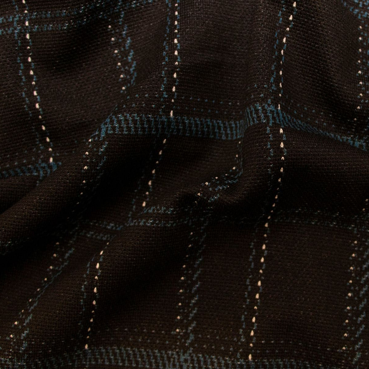 Strickstoff - Karomuster - dunkelbraun - blau