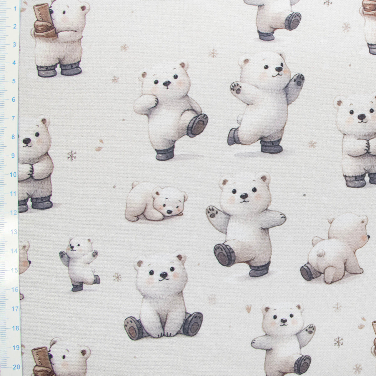 Jackenstoff mit Fleece - Innenseite Digitaldruck - niedliche Eisbären - wollweiß