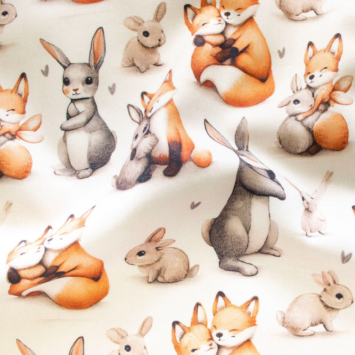 Jackenstoff mit Fleece - Innenseite Digitaldruck - süße Waldtiere - creme