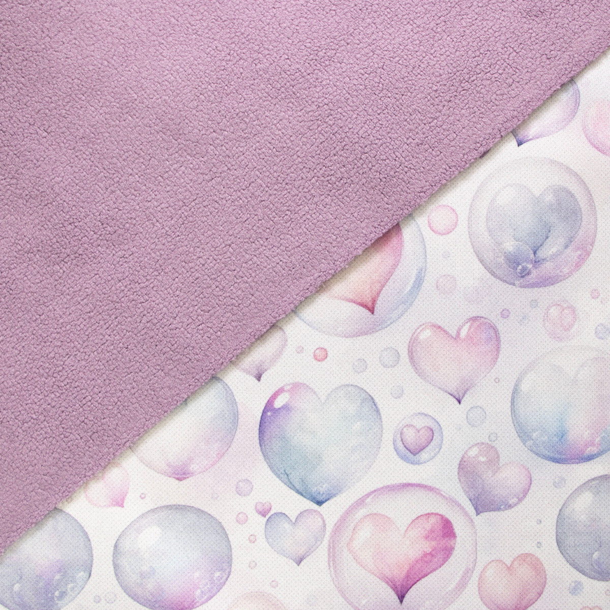 Jackenstoff mit Fleece - Innenseite Digitaldruck - Herzchen - helles rosa