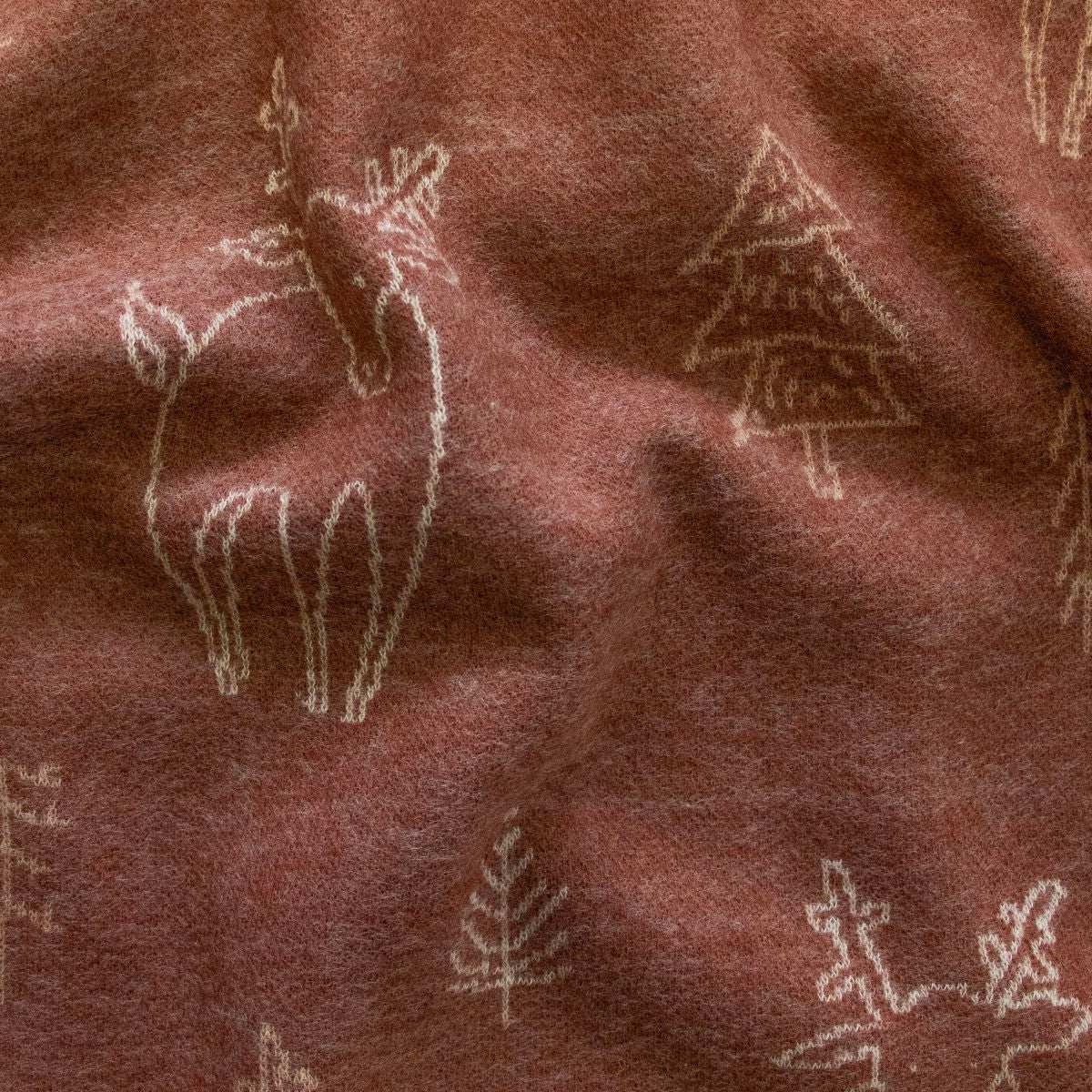 Jersey Jacquard Swafing Xaver - Waldmuster & Rehe - rotbraun