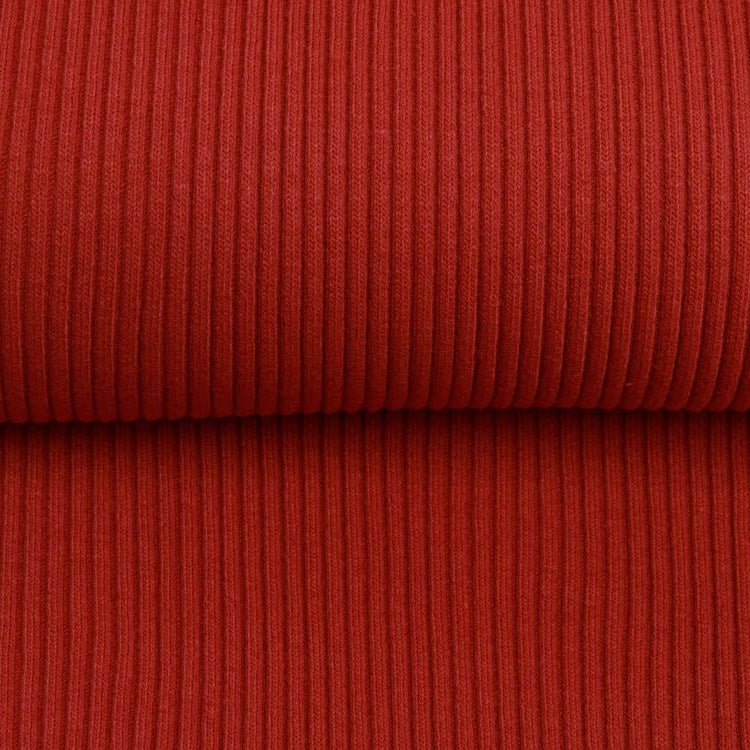 Grobes Ripp-Strick Bündchen Ribana Big Rib 35 cm im Schlauch - uni steinrot