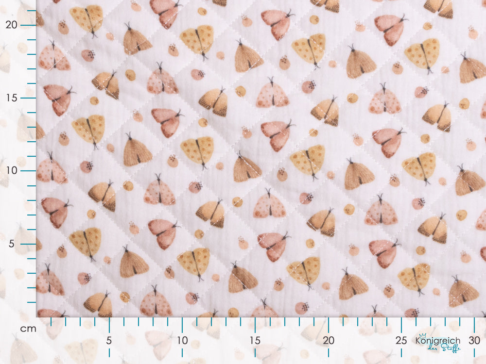 Musselin Double Gauze Rautenstepper - Insekten - weiß