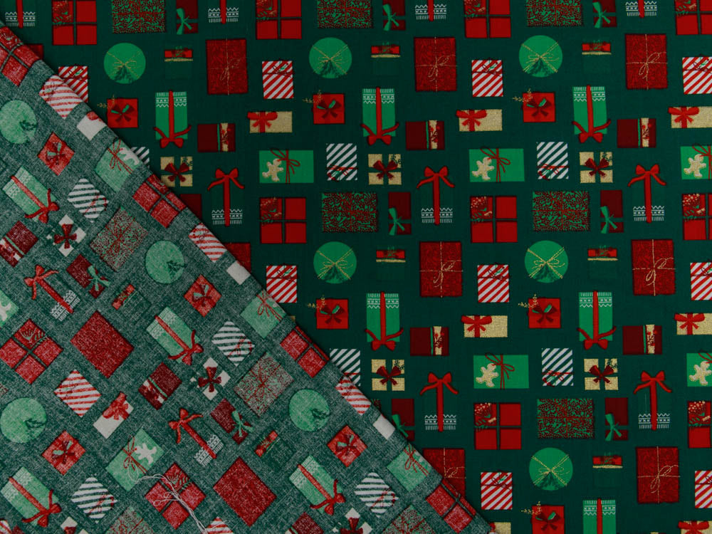 Webware Baumwolle Popeline mit Foliendruck - Weihnachtsgeschenke