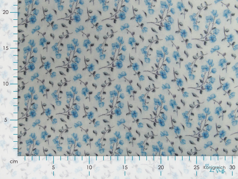 Musselin Double Gauze Digitaldruck - Blühende Zweige - wollweiß