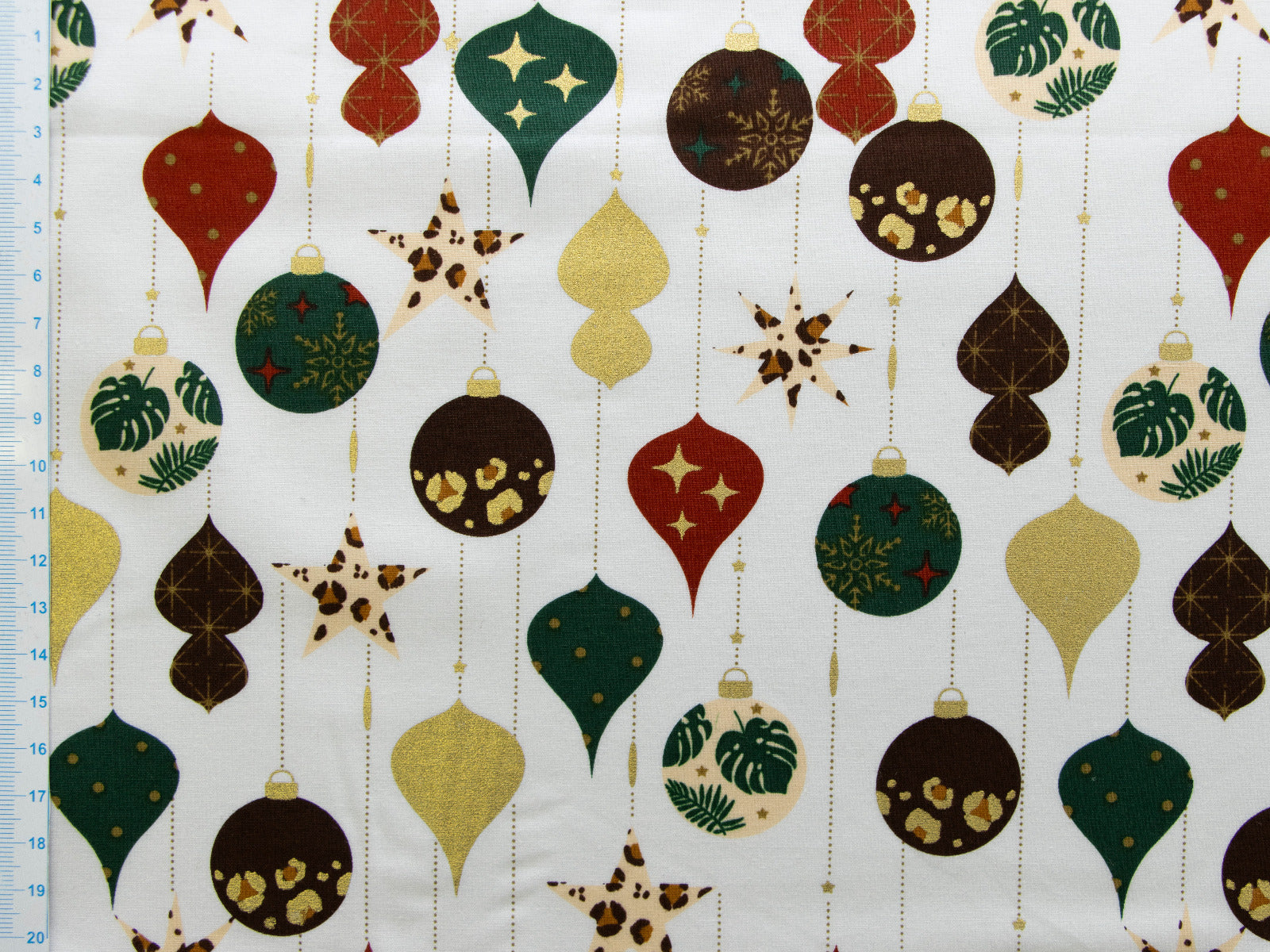 Webware Popeline Baumwolle mit Foliendruck - Christbaumkugeln Mustermix