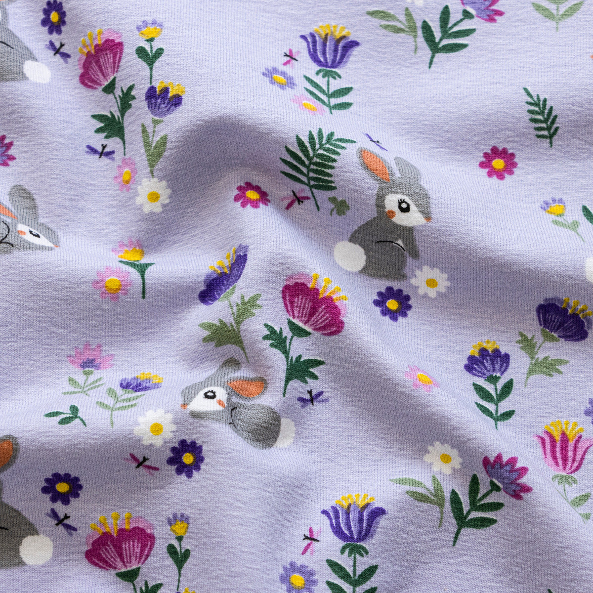 Jersey - Hasen auf Blumenwiese - violett