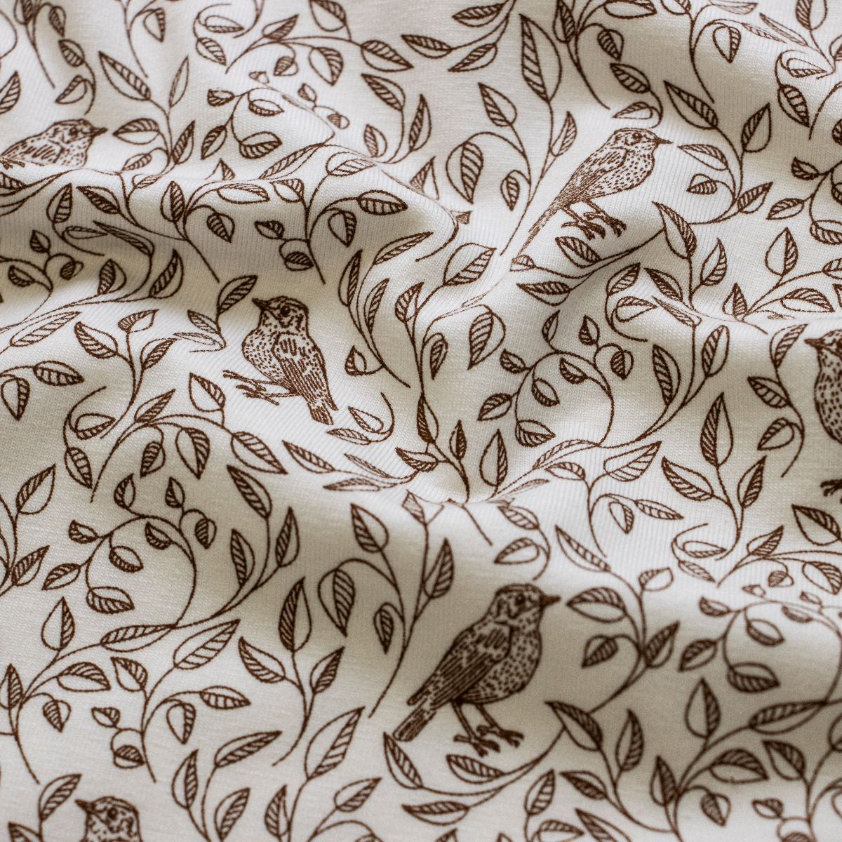 Jersey - Vögel und Zweigen - wollweiß