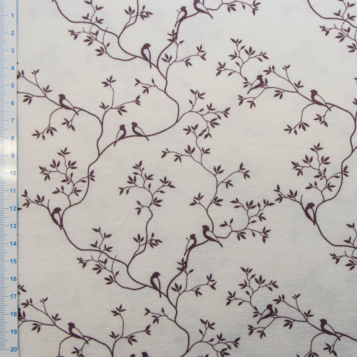 Jersey - Vögel auf Ästen - wollweiß