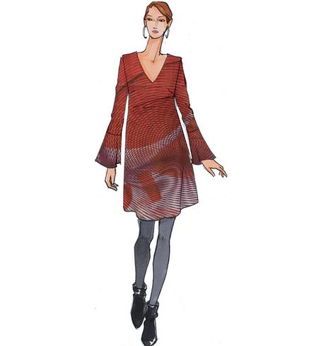 Papierschnittmuster V-Ausschnitt Kleid Nora