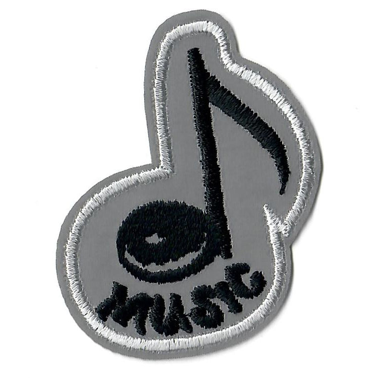 Applikation zum Aufbügeln Reflektor ca. 5 cm x 6,5 cm - reflektierende Musiknote - grau
