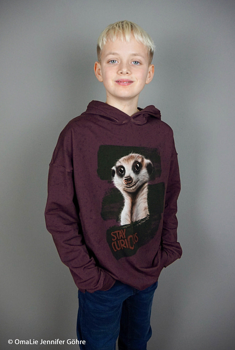 French Terry Swafing PANEL ca. 80 cm x 150 cm Stay Curious by Thorsten Berger - aubergine