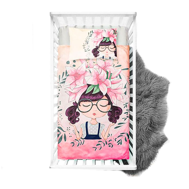 Webware Baumwolle Panel 75cm x 100cm Orchideenmädchen mit Brille