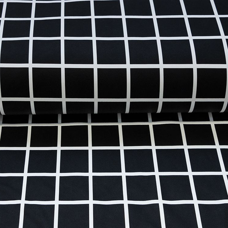 Lederimitat - Karo - schwarz