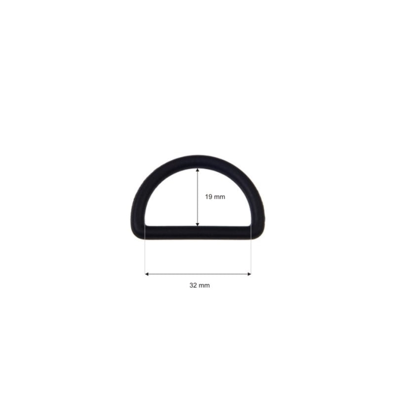 Kunststoff-Halbrundringe / D-Ringe 2 Stück ca. 32 mm - schwarz