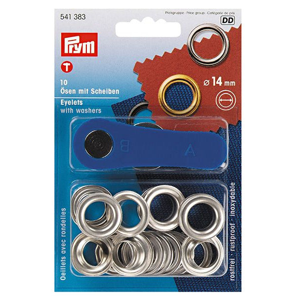 Prym Ösen mit Scheiben 14mm 10 Stück - silber