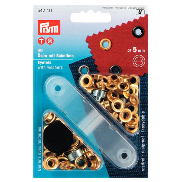 Prym Ösen mit Scheiben 5mm 40 Stück - gold