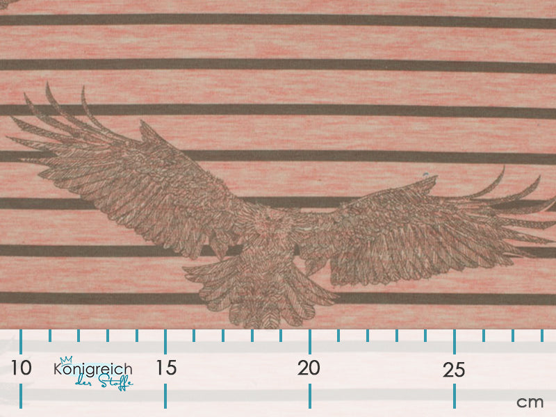 Jersey - Greifvögel auf Streifen by SAM meliert - rosa-grau