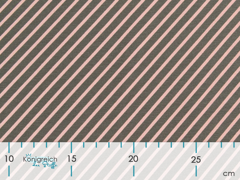 Leicht angerauter Sweat - diagonale Streifen - grau/rosa