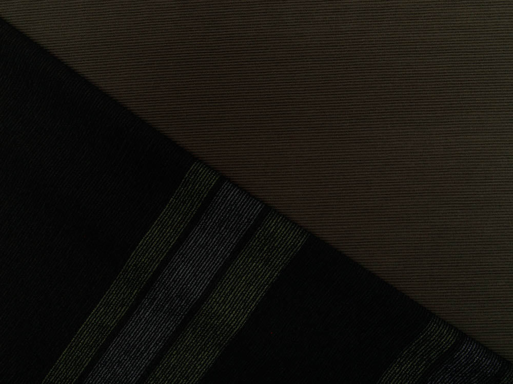 Feinripp Strickstoff PANEL ca. 100 cm x 160 cm - Streifen - uni olivbraun