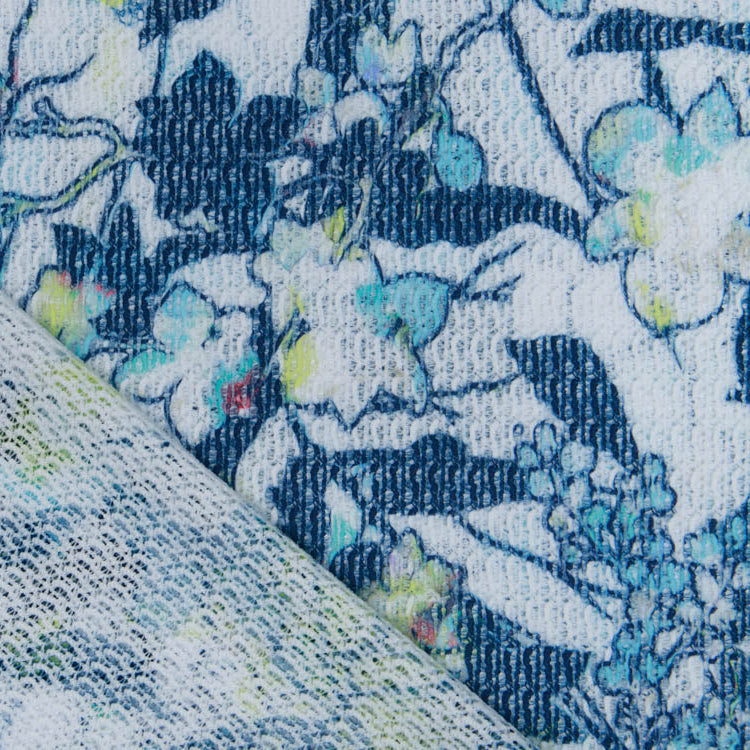 Leichter Strickstoff - Blumen - weiß