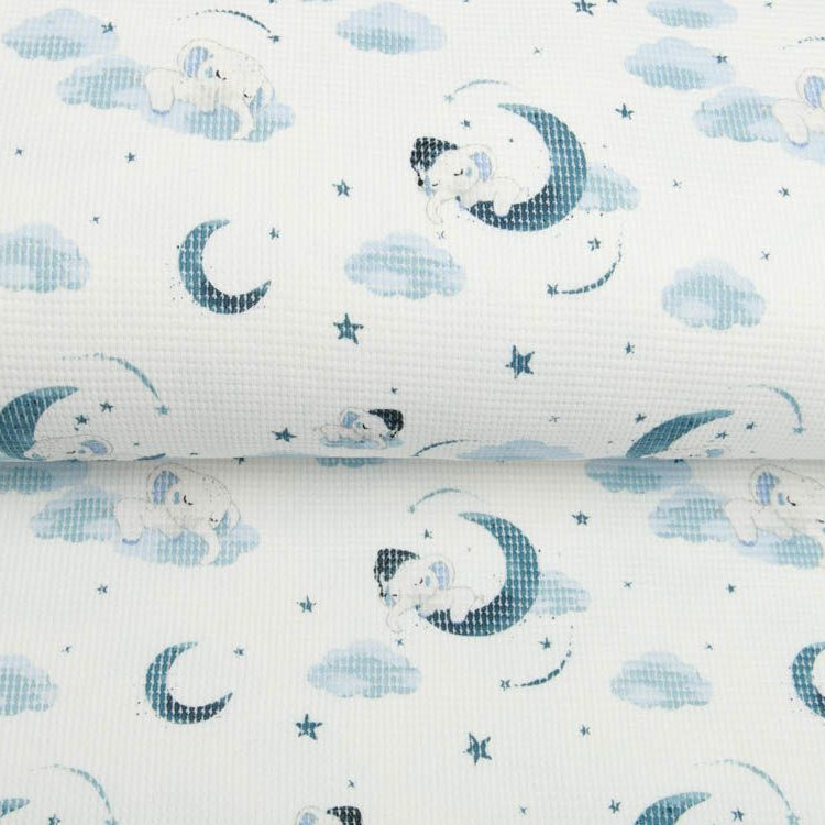Jersey Waffel - süße schlafende Elefanten im Mond