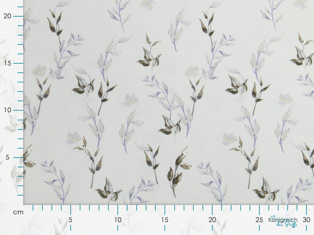 Jersey OTTOMAN - Querrippe - Aquarelle-Herbstzweige - weiß