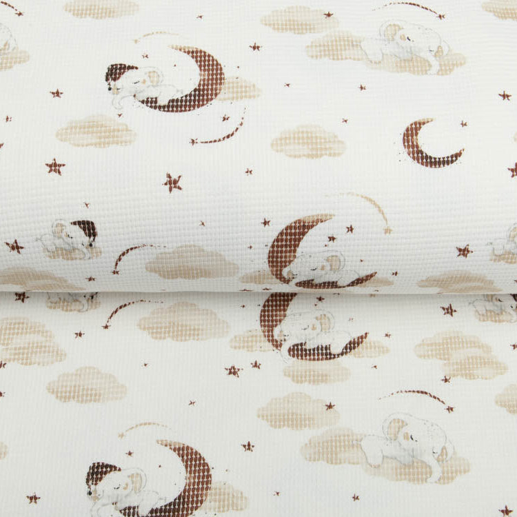 Jersey Waffel - süße schlafende Elefanten im Mond